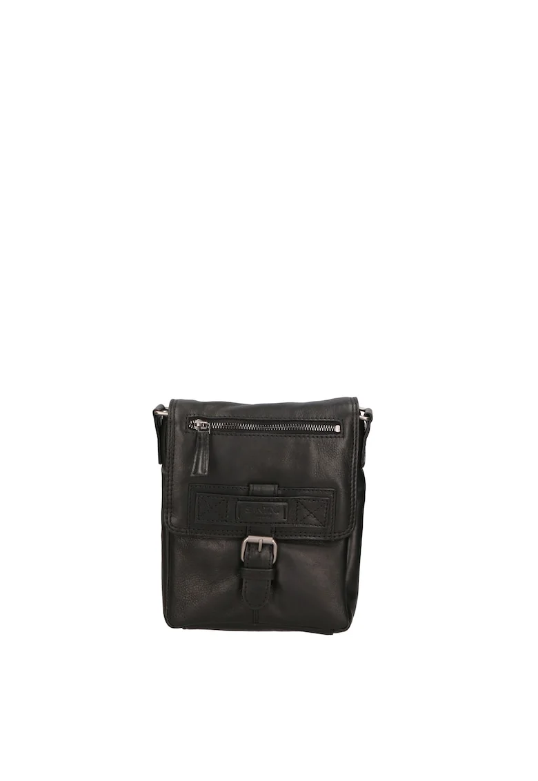 Geanta crossbody unisex de piele, Negru