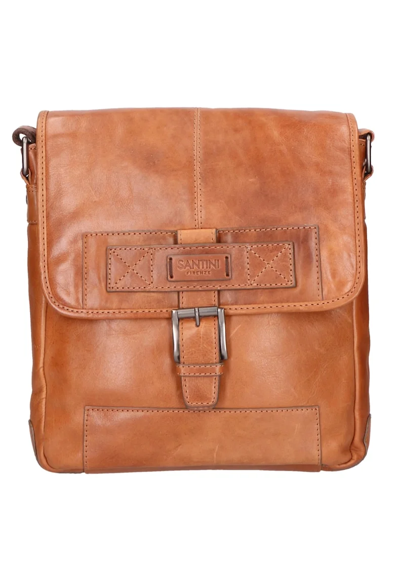 Geanta crossbody unisex de piele 27265, Maro cognac