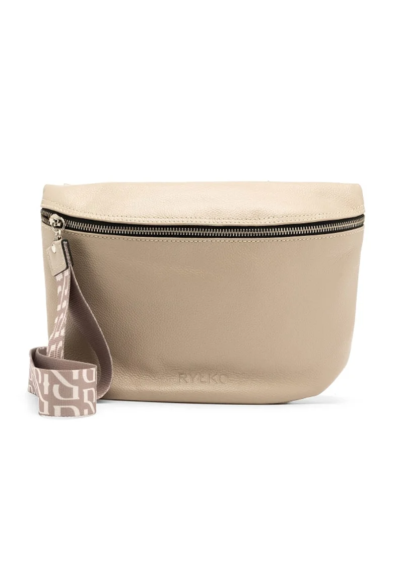 Geanta crossbody de piele cu aspect texturat, Bej