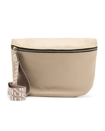 Geanta crossbody de piele cu aspect texturat, Bej