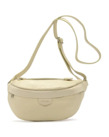 Geanta crossbody de piele cu bareta ajustabila Kidney, Crem