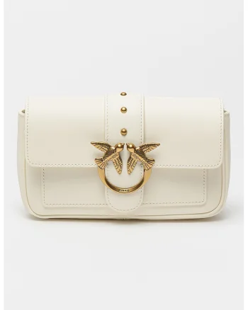 Geanta crossbody de piele Love One, Alb murdar