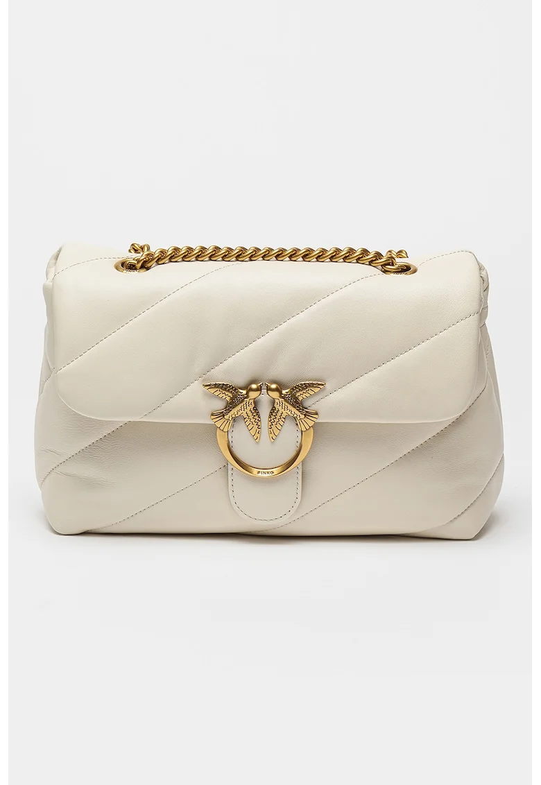 Geanta crossbody de piele Love Classic, Alb murdar