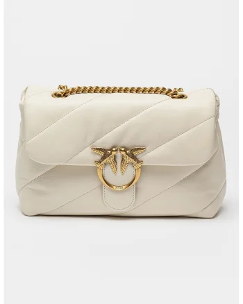 Geanta crossbody de piele Love Classic, Alb murdar