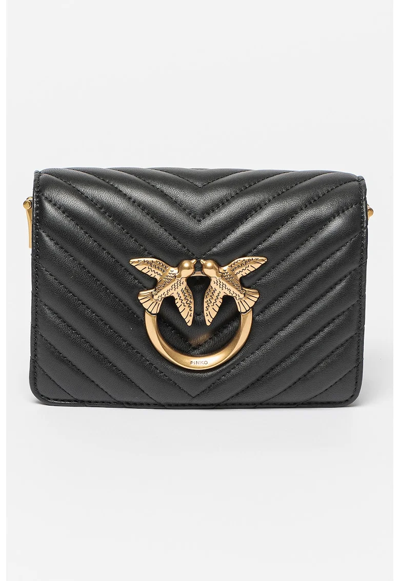 Geanta crossbody de piele Love Click, Negru