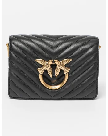 Geanta crossbody de piele Love Click, Negru