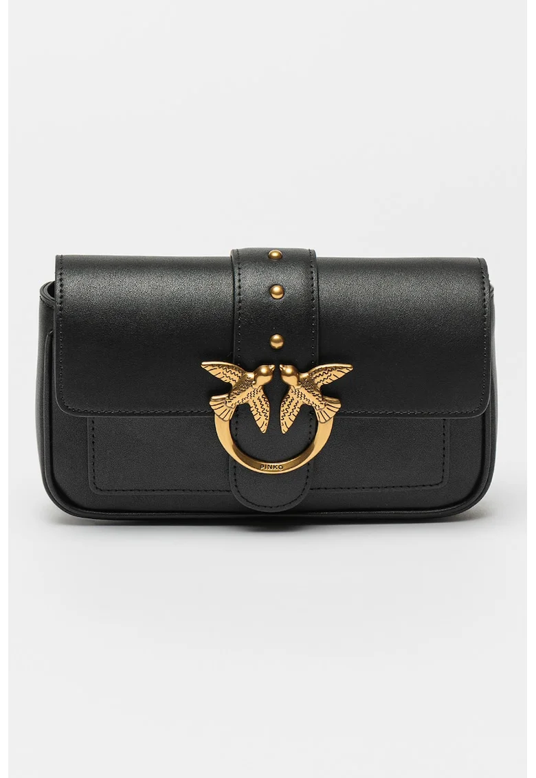 Geanta crossbody de piele Love One, Negru