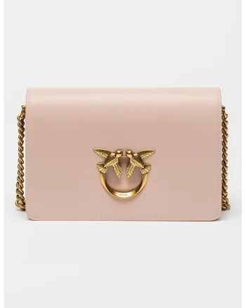 Geanta crossbody din piele Love Click Classic, Roz pastel