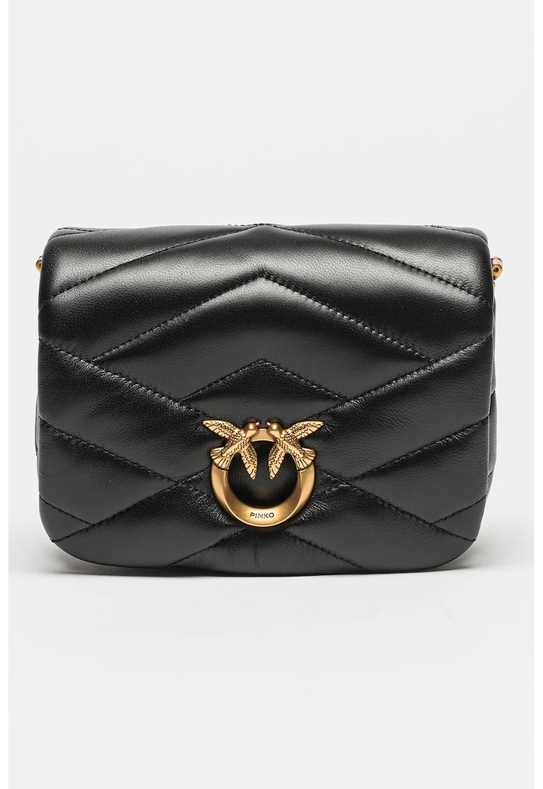 Geanta crossbody din piele Love Click Puff, Negru
