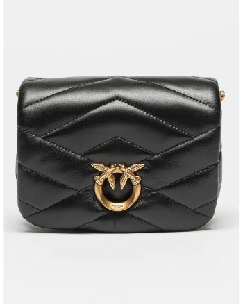 Geanta crossbody din piele Love Click Puff, Negru