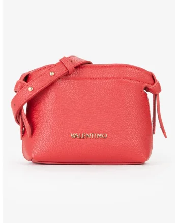 Geanta crossbody de piele ecologica cu logo metalic, Coral
