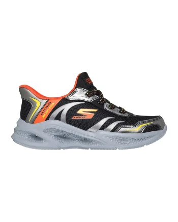 Pantofi sport Meteor slip-ins cu LED-uri, Negru/Portocaliu/Argintiu