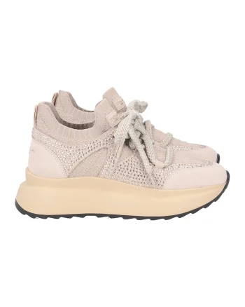 Pantofi sport slip-on cu strasuri, Bej deschis