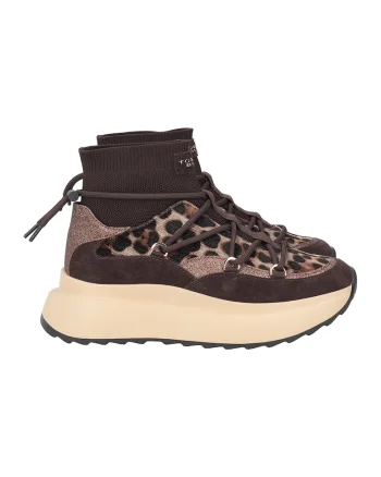 Pantofi sport slip-on cu talpa wedge, Maro inchis/Maro