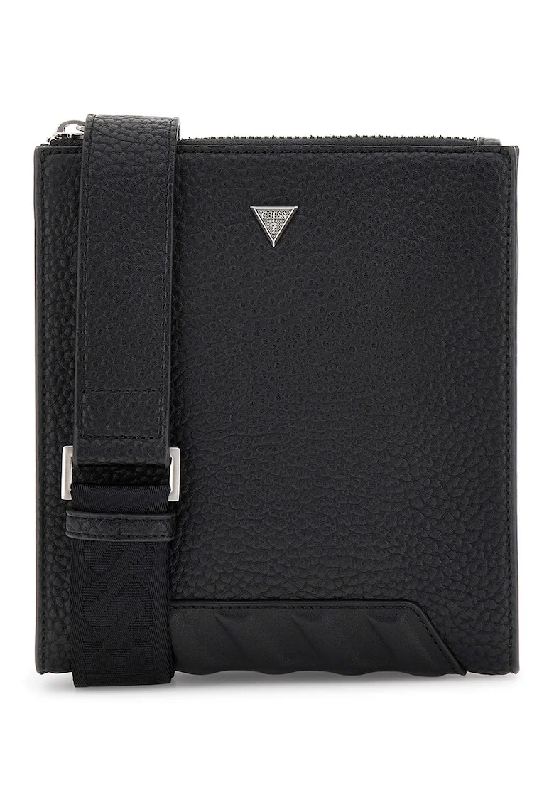Geanta crossbody cu detaliu cu logo discret, Negru