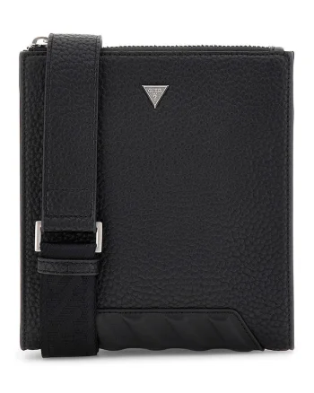 Geanta crossbody cu detaliu cu logo discret, Negru