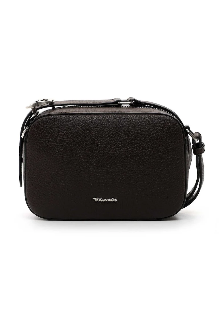 Geanta crossbody piele ecologica cu logo - 46794, Maro, 14,5x21x6