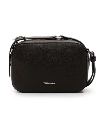 Geanta crossbody piele ecologica cu logo - 46794, Maro, 14,5x21x6