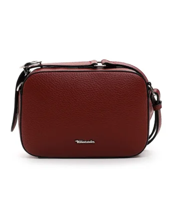 Geanta crossbody piele ecologica cu logo - 46794, Rosu, 14,5x21x6