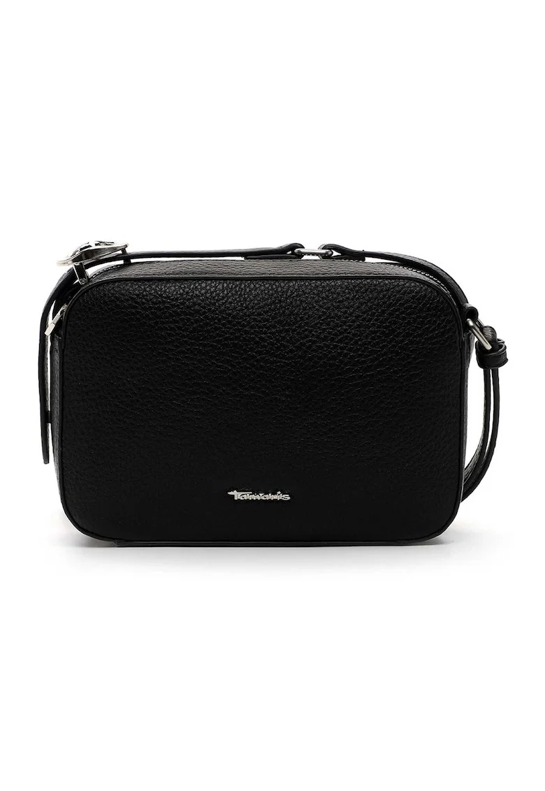 Geanta crossbody din piele ecologica cu logo, Negru, 14,5x21x6