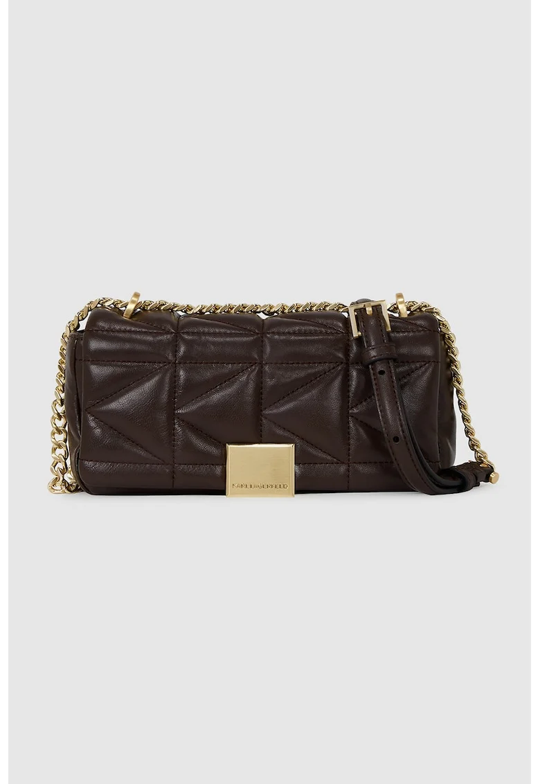 Geanta crossbody cu model matlasat Kuilt, Maro cognac