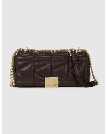 Geanta crossbody cu model matlasat Kuilt, Maro cognac