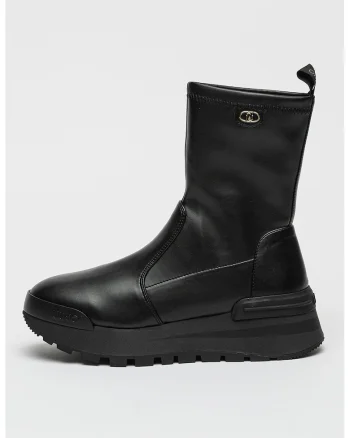 Ghete slip-on de piele ecologica, Negru stins