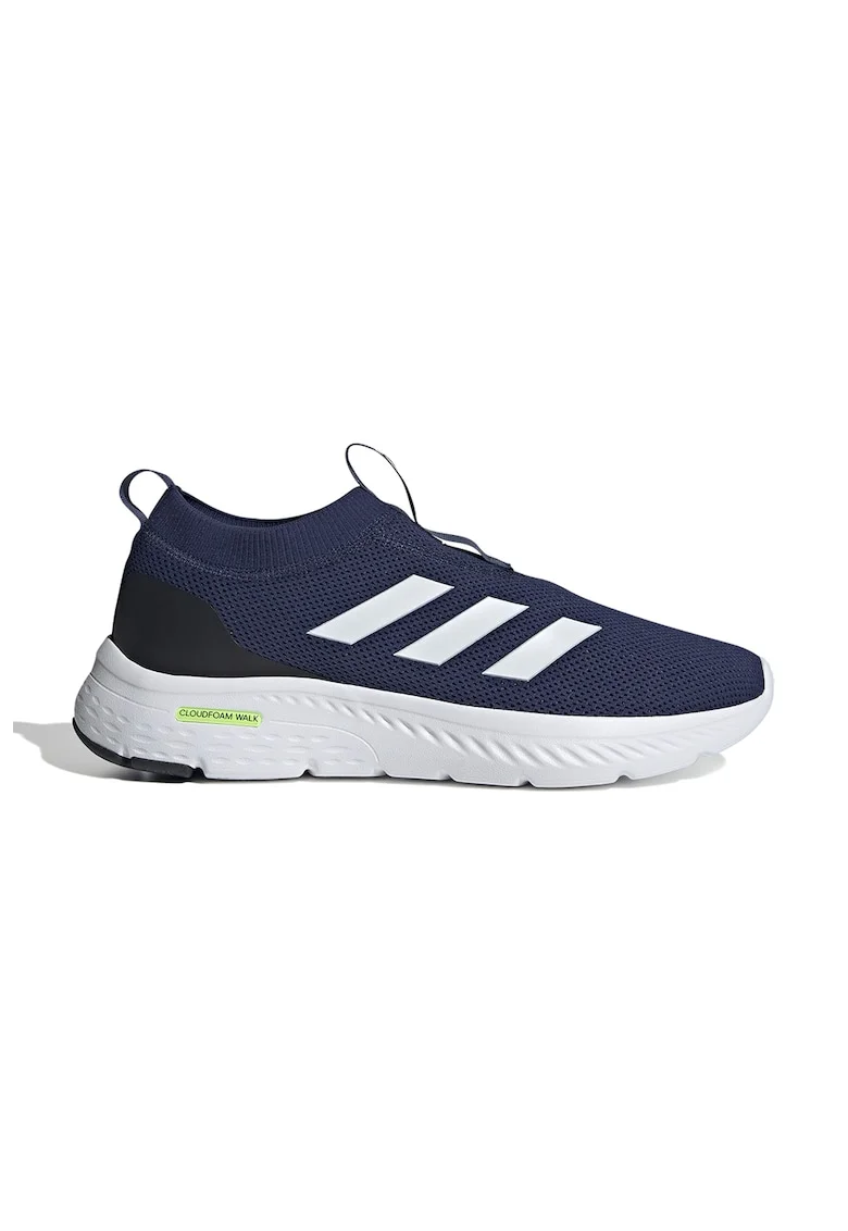 Pantofi slip-on de plasa cu logo, Alb/Bleumarin