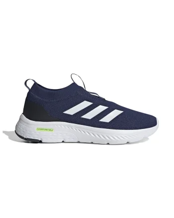 Pantofi slip-on de plasa cu logo, Alb/Bleumarin