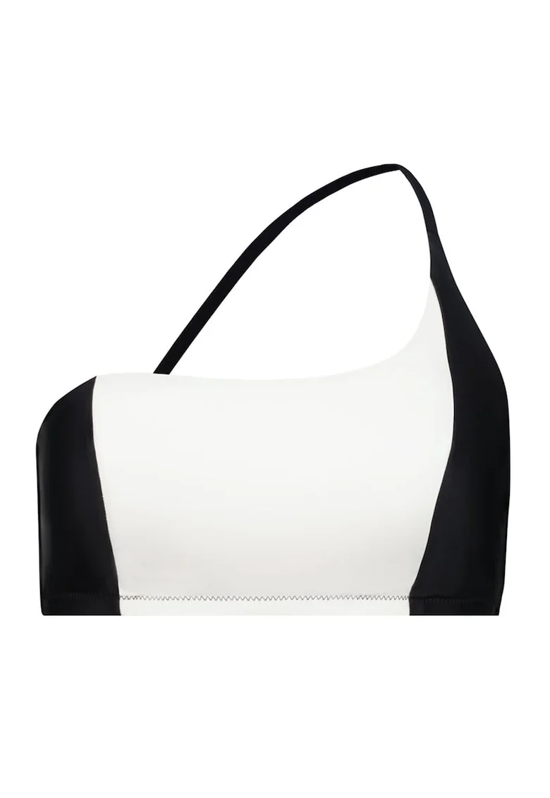 Sutien de baie cu model uni, Alb fildes/Negru