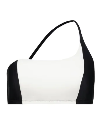 Sutien de baie cu model uni, Alb fildes/Negru