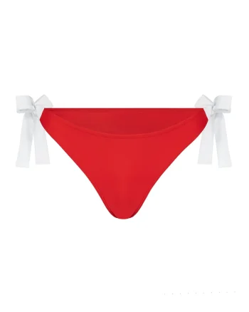 Slip brazilian cu model uni, Alb/Rosu inchis
