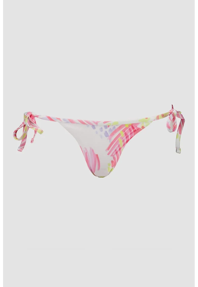 Slip brazilian cu model abstract, Alb/Roz/Verde lime