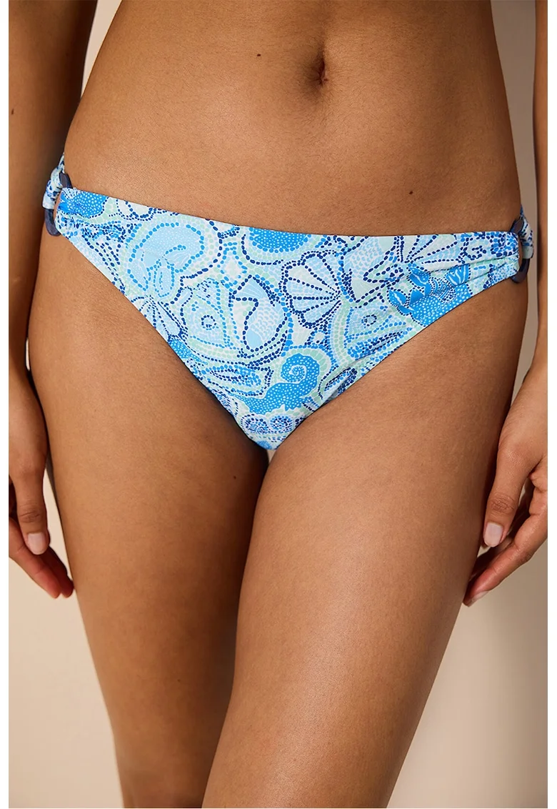 Slip cu imprimeu tropical, Alb/Albastru deschis