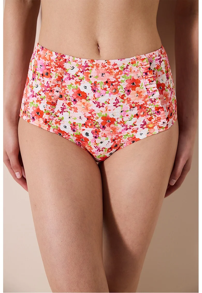 Slip cu model floral, Rosu/Alb/Roz
