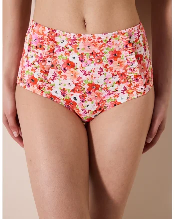 Slip cu model floral, Rosu/Alb/Roz