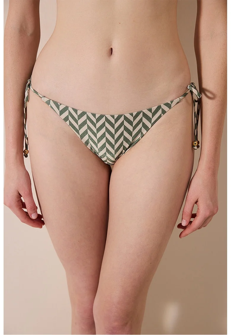 Slip cu model herringbone, Verde inchis/Bej