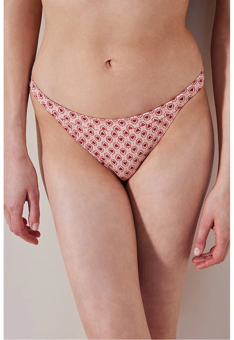 Slip cu model grafic, Roz pastel/Rosu inchis