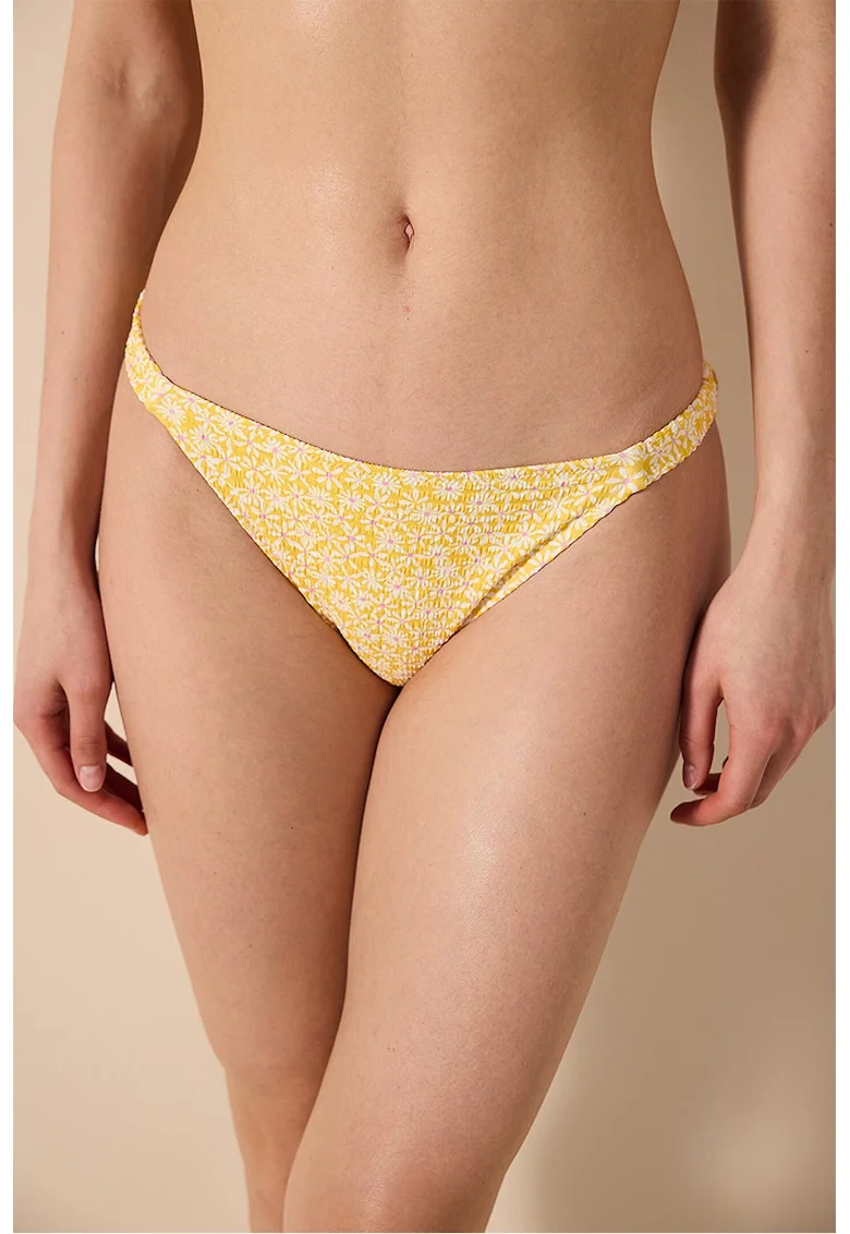 Slip cu imprimeu floral, Alb/Galben/Violet