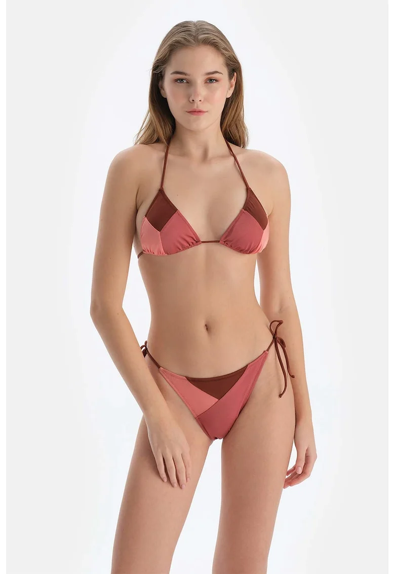 Slip cu model colorblock, Maro deschis