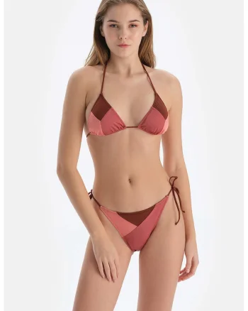 Slip cu model colorblock, Maro deschis