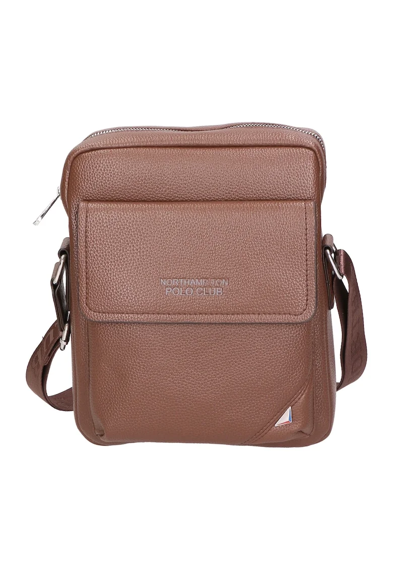Geanta crossbody de piele ecologica cu buzunar cu clapa 24505, Maro deschis
