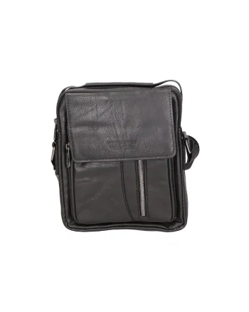 Geanta crossbody de piele ecologica cu barete ajustabile 24507, Negru