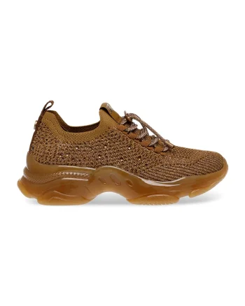 Pantofi sport slip-on din plasa cu strasuri Meter, Caramel