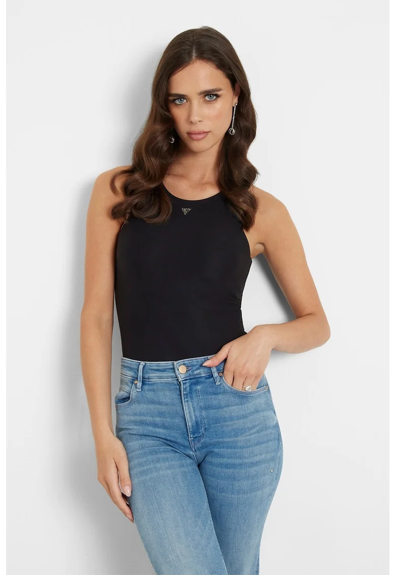 Top-body cu logo discret, Negru