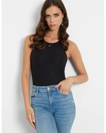 Top-body cu logo discret, Negru