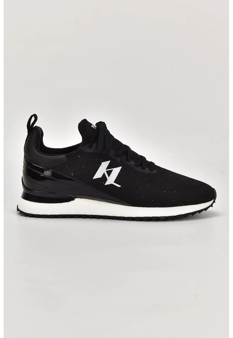 Pantofi sport slip-on din plasa cu garnituri din piele, Negru