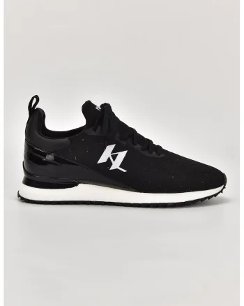 Pantofi sport slip-on din plasa cu garnituri din piele, Negru