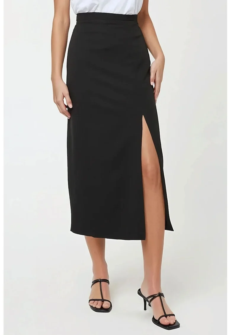 Fusta maxi bodycon dama,  tricot, negru