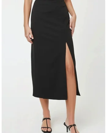 Fusta maxi bodycon dama,  tricot, negru